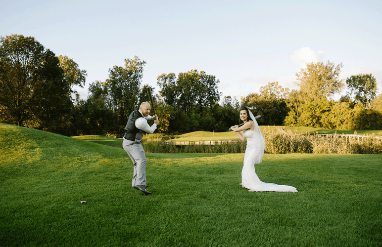 Wedding Couple Bat Throw GIF