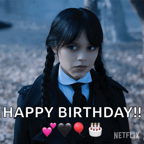 Wednesday Addams Happy Birthday Meme GIF