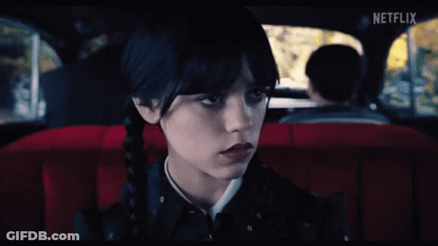 Wednesday Addams Inside The Car GIF
