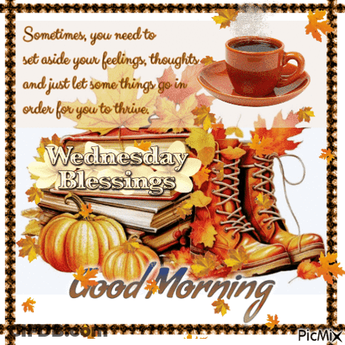 Wednesday Blessings Card With Pumpkins And Books GIF