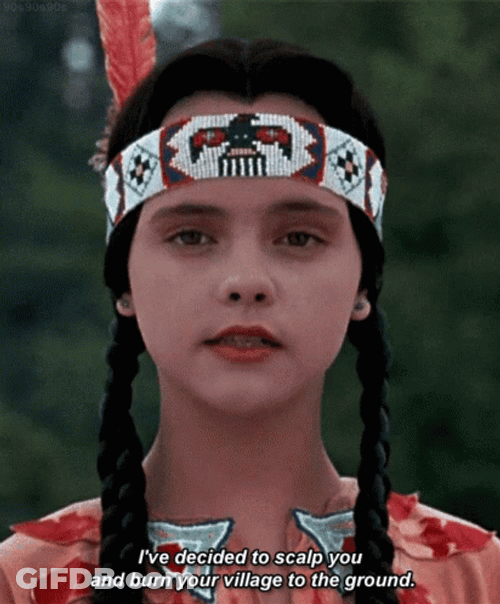 Wednesday Face On Addams Family Thanksgiving GIF