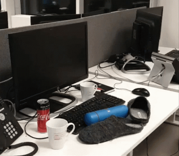 Wednesday Work Meme Desk Cleanup GIF