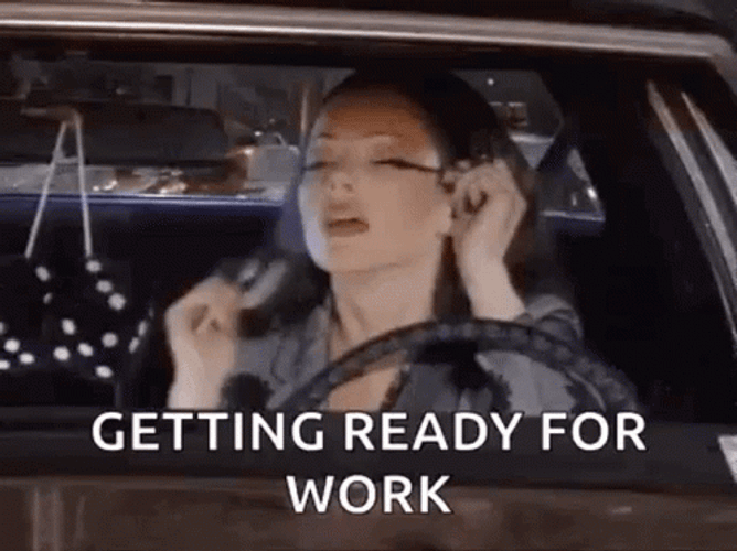 Wednesday Work Meme Lady Doing Makeup In Car GIF