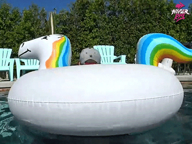 Weeee Pool Unicorn Floatie Spin GIF