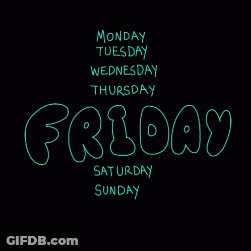 Weekday Names On Black Background GIF