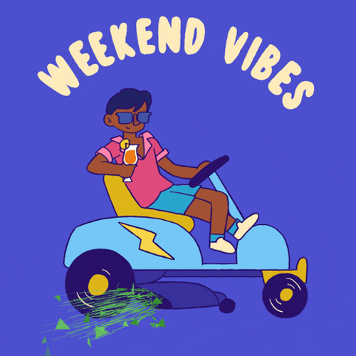 Weekend Vibes Man Driving Golf Cart GIF