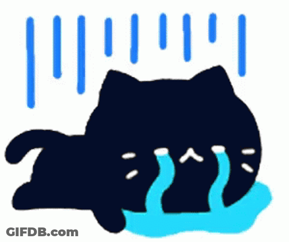 Weeping Sad Black Animated Cat Crying GIF
