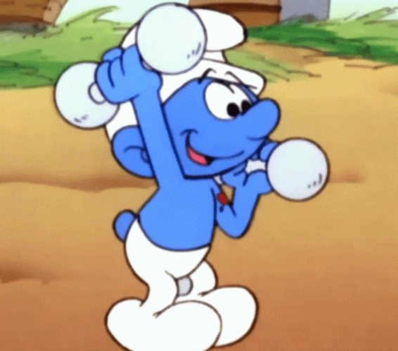 Weight Lifting Hefty Smurf The Smurfs GIF