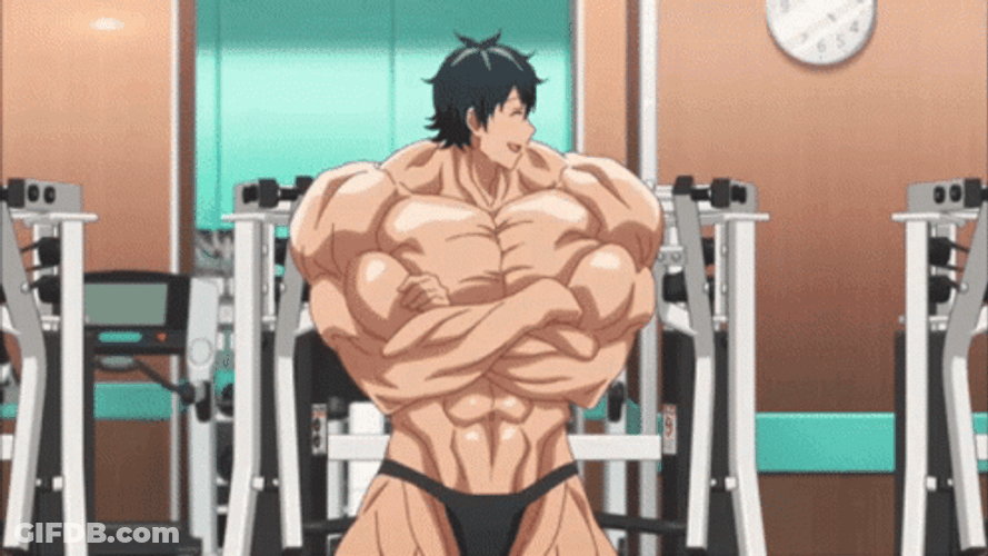 Weight Lifting Machio Naruzo Muscles GIF