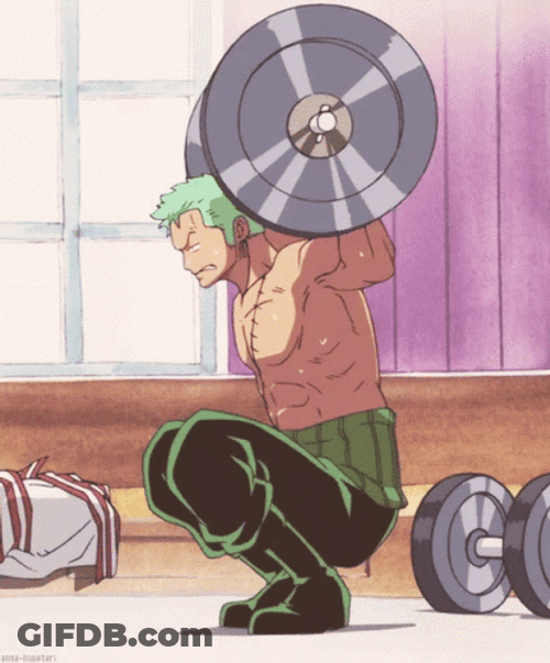 Weight Lifting One Piece Zoro Dumbbell GIF