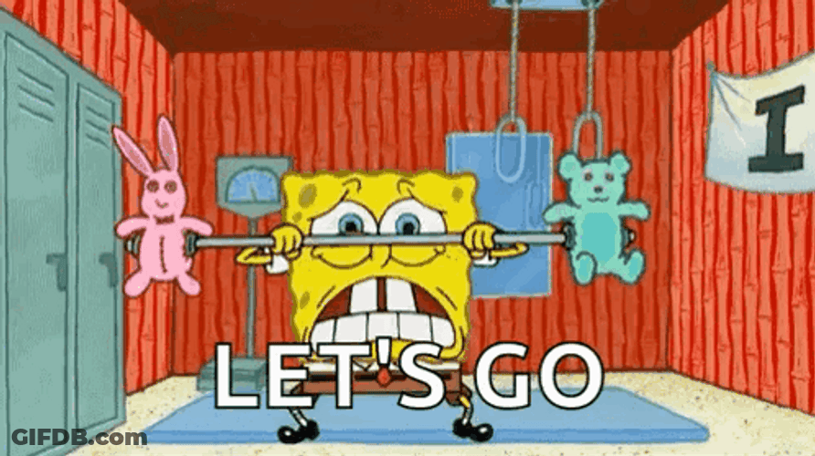 Weight Lifting Spongebob Let's Go GIF