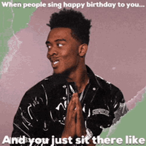 Weird Facial Reaction To People Greeting Happy Birthday GIF