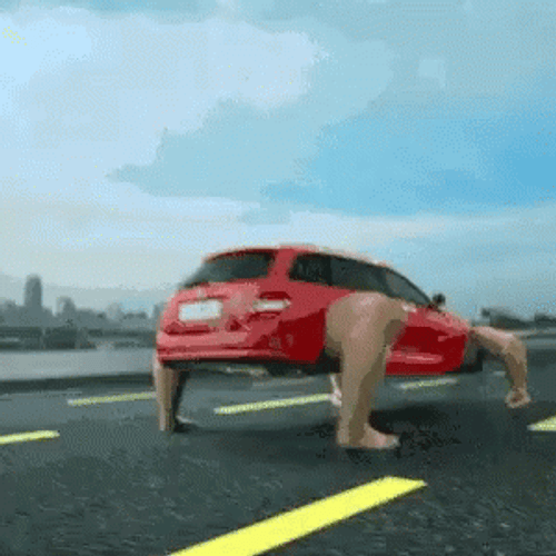 Weird Four-Legged Jumping Car GIF