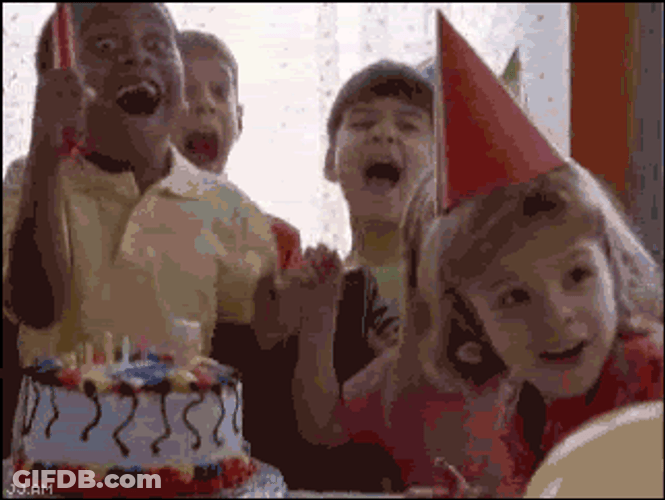 Weird Reaction Of Birthday Boy To Party GIF