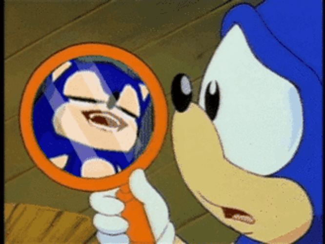 Weird Sanic Pictures In Mirror GIF