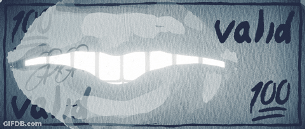 Weird Teeth Background On 100 Valid Bill GIF