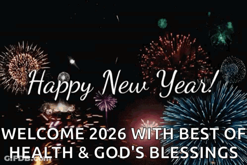 Welcome 2026 With Best Of Health Fireworks Card GIF