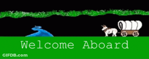 Welcome Aboard Sign With Goat Wagon GIF
