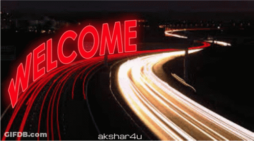 Welcome Sign Lit Up On Highway GIF