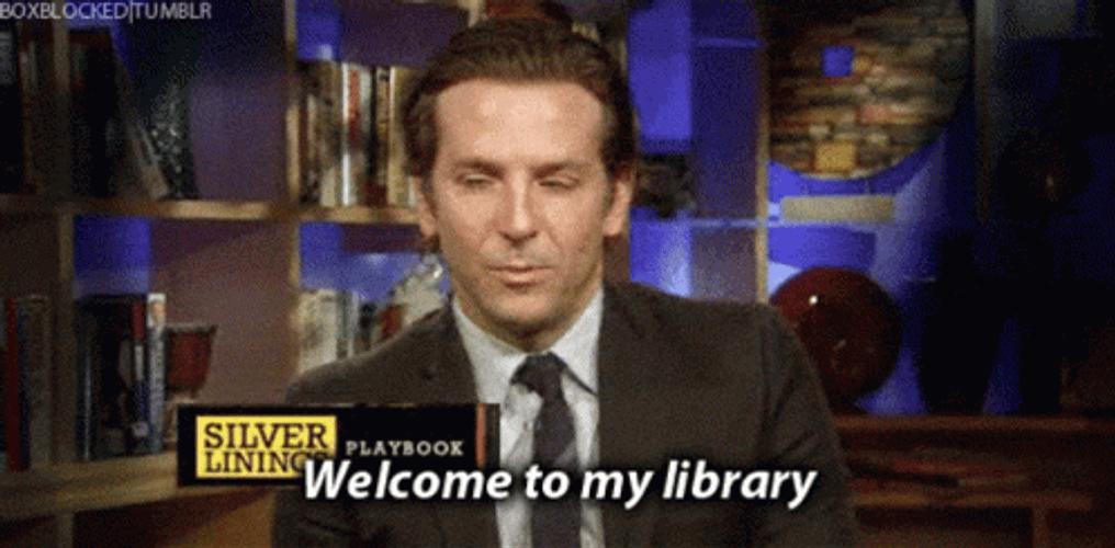 Welcome To Bradley Cooper's Library GIF