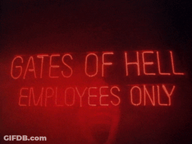 Welcome To Hell Neon Lights Employee Entrance GIF