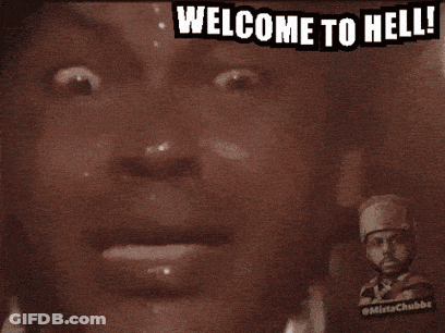 Welcome To Hell Sign With Man GIF