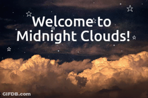 Welcome To Midnight Clouds Sign With Stars GIF
