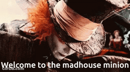Welcome To The Madhouse Minion Sign Mad Hatter GIF