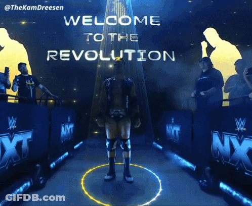 Welcome To The Revolution Sign With W Logo GIF