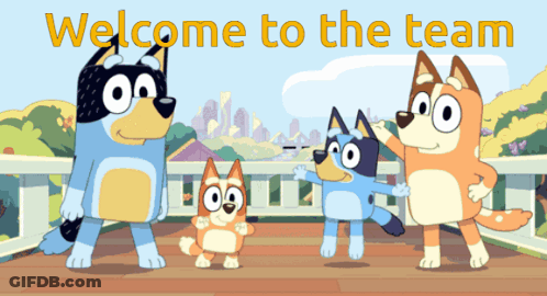 Welcome To The Team Sign With Cartoon Dogs GIF