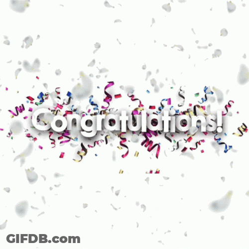 Well Done Congratulations With White Confetti GIF