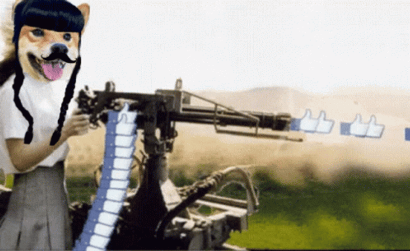 Welsh Corgi Dog Firing Machine Gun GIF