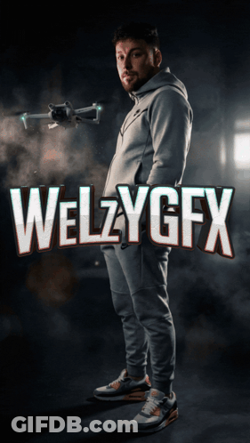 Welzygfx Poster Man Holding Drone GIF