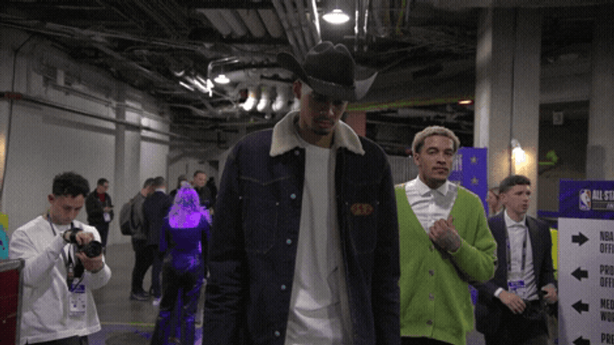Wemby Walking With Cowboy Hat GIF
