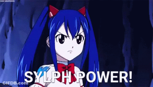 Wendy From Fairy Tail Is Wearing A Red Bow Tie And A Blue Hair . GIF