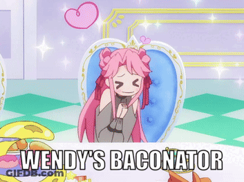 Wendy's Baconator Sign Next To Cartoon Girl GIF