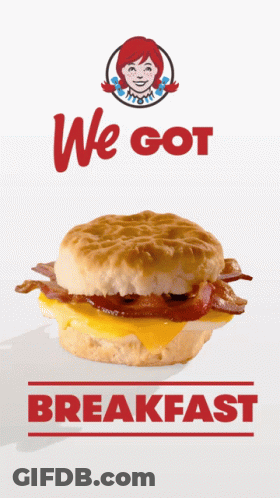 Wendy's Breakfast Biscuit Sandwich With Bacon And Cheese GIF