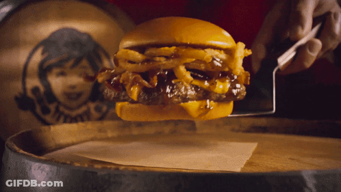 Wendy's Hamburger With Onion Rings GIF
