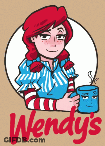 Wendy's Logo Girl Holding Cup GIF