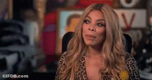 Wendy Williams Sitting In Leopard Print Shirt GIF