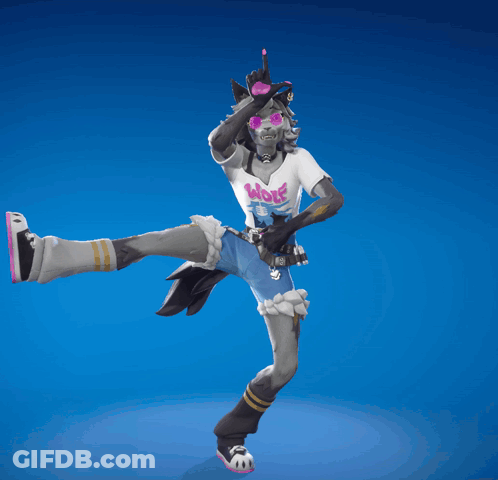 Werewolf In White Shirt Jumping With Wolves Text GIF