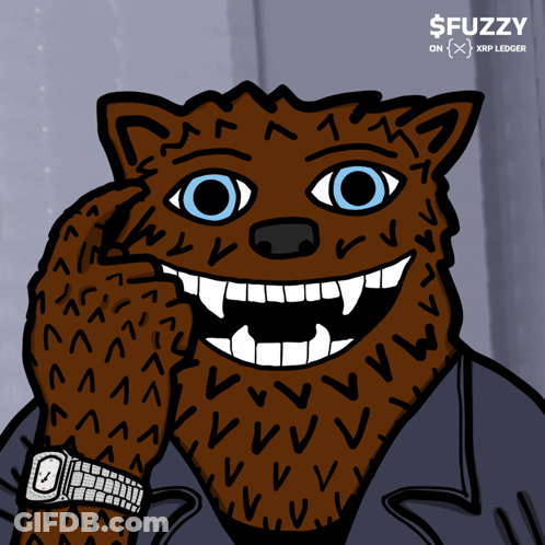 Werewolf Wearing Watch With $ Fuzzy GIF
