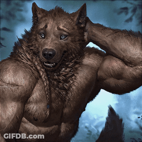 Werewolf With Blue Eyes And Braided Hair GIF