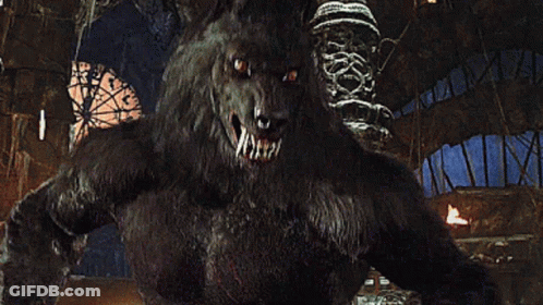 Werewolf With Open Mouth And Sharp Teeth GIF