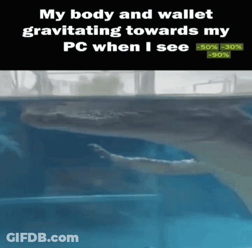 Whale Swimming In Pool Saying My Body And Wallet Gravitating Towards My PC GIF