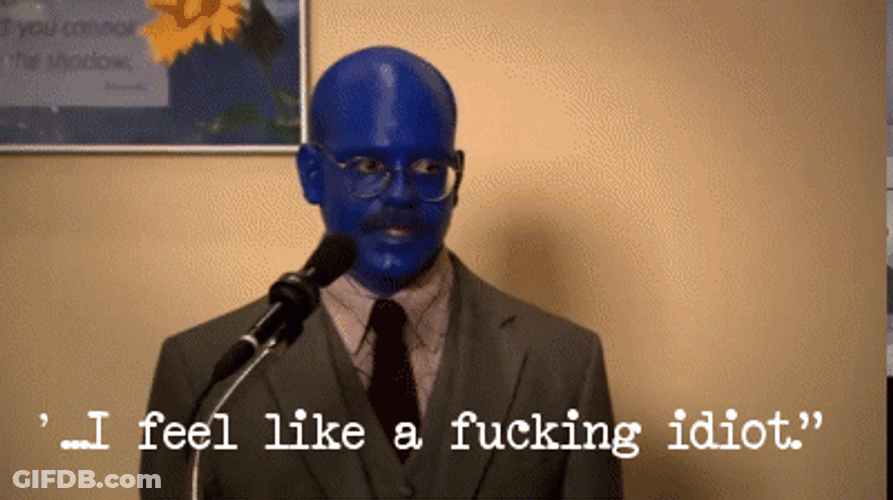What An Idiot Blue Man GIF