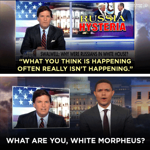 What Are You White Morpheus Tucker Carlson GIF