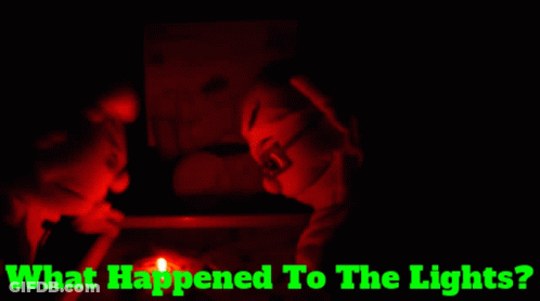 What Happened To The Lights Written In Green On A Black Background GIF