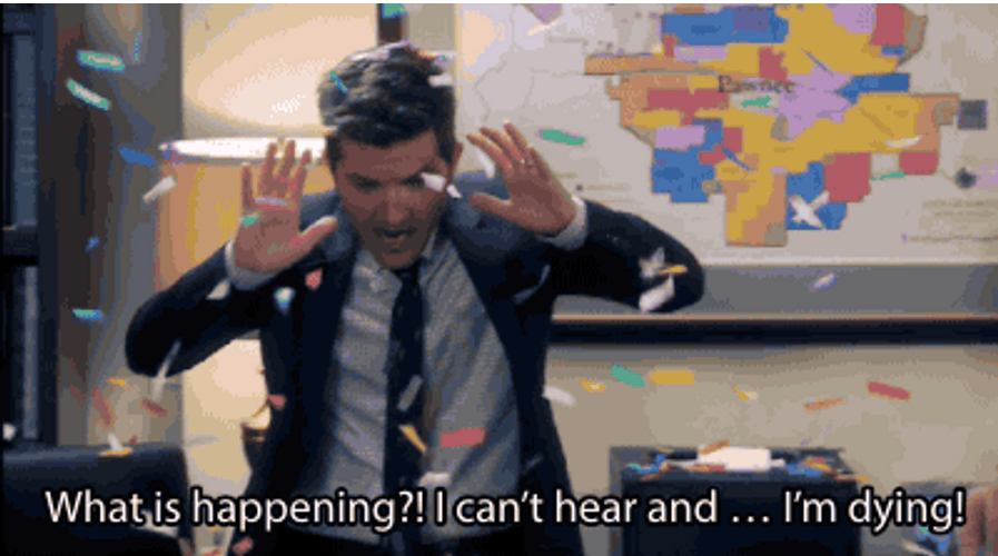What Is Happening Adam Scott Surprised GIF