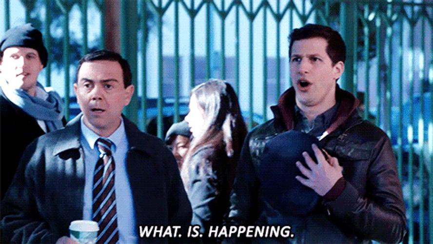 What Is Happening Andy Samberg Brooklyn 99499 X 281 GIF